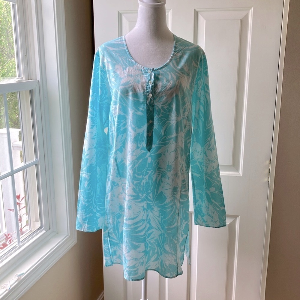 J. Crew Swim/Beach Floral Coverup Blue/White Size L